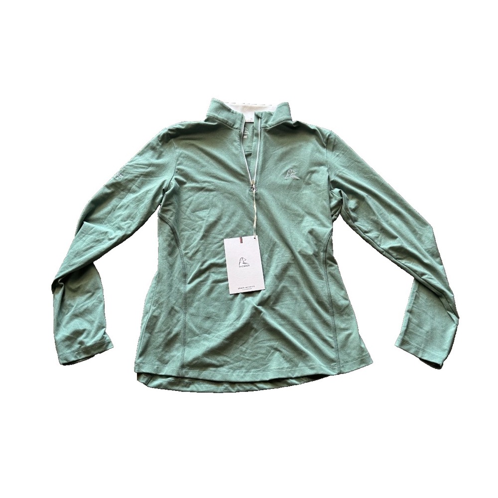 Rhoback Sweater Medium Green Women 1/4 Pullover Top corporate company logo New